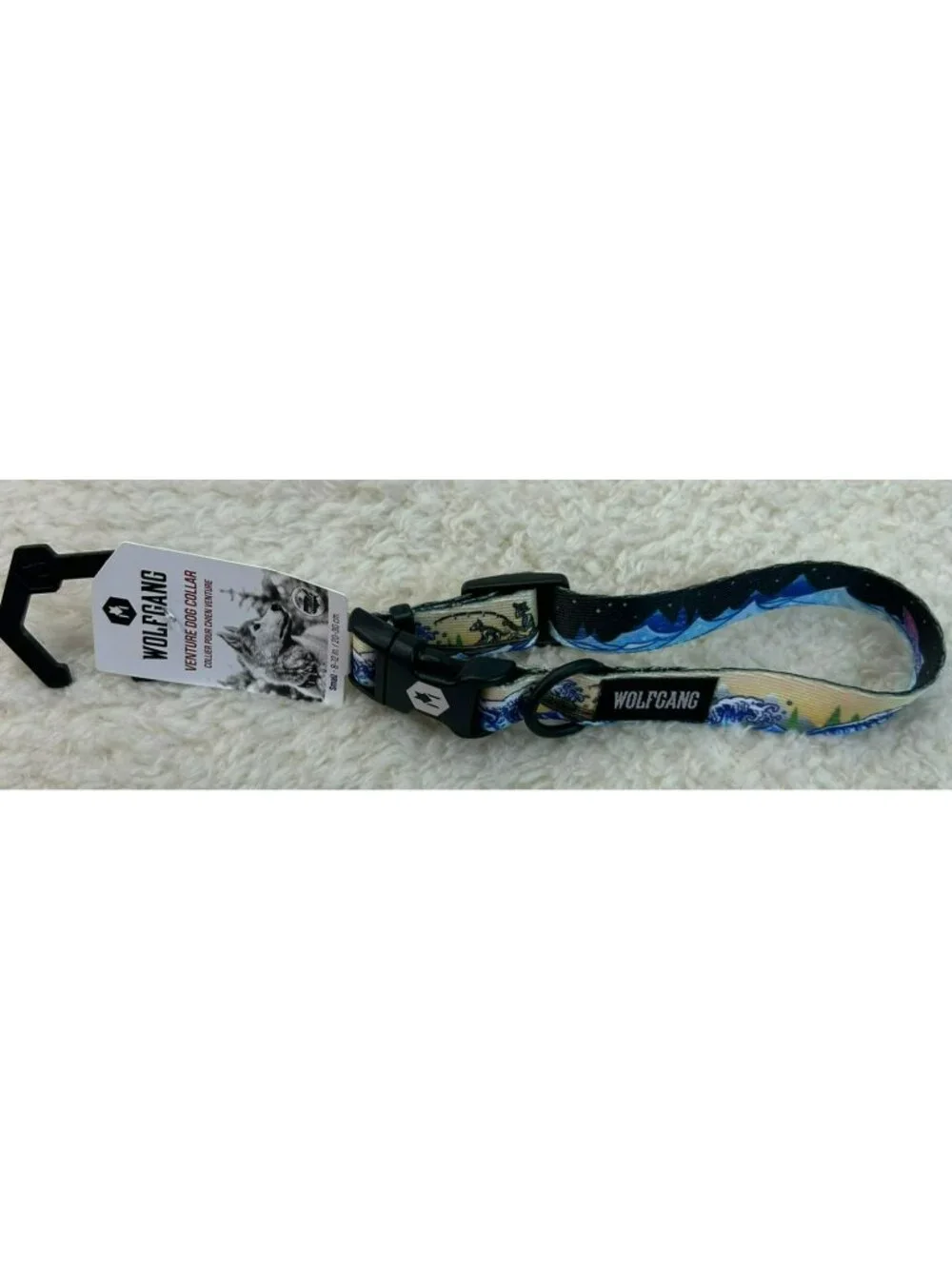 Wolfgang Small Adjustable Dog Collar Multicolor Nylon Surf Wave Pattern New With - Picture 2 of 5